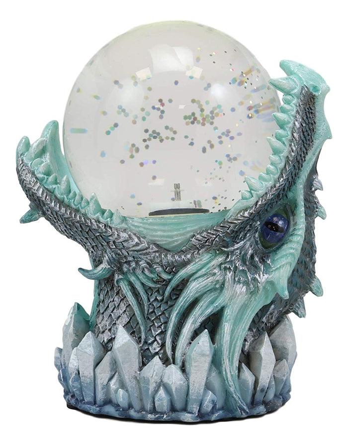 Ebros Blue Frost Dragon LED Night Light Glitter Sparkle Water Globe Storm Ball