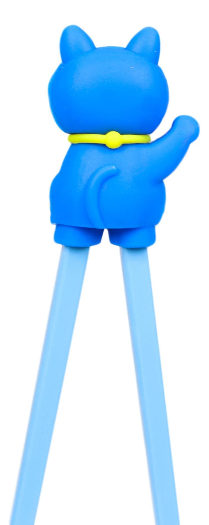 Ebros Blue Maneki Neko Cat Reusable Training Chopsticks Set With Silicone Helper