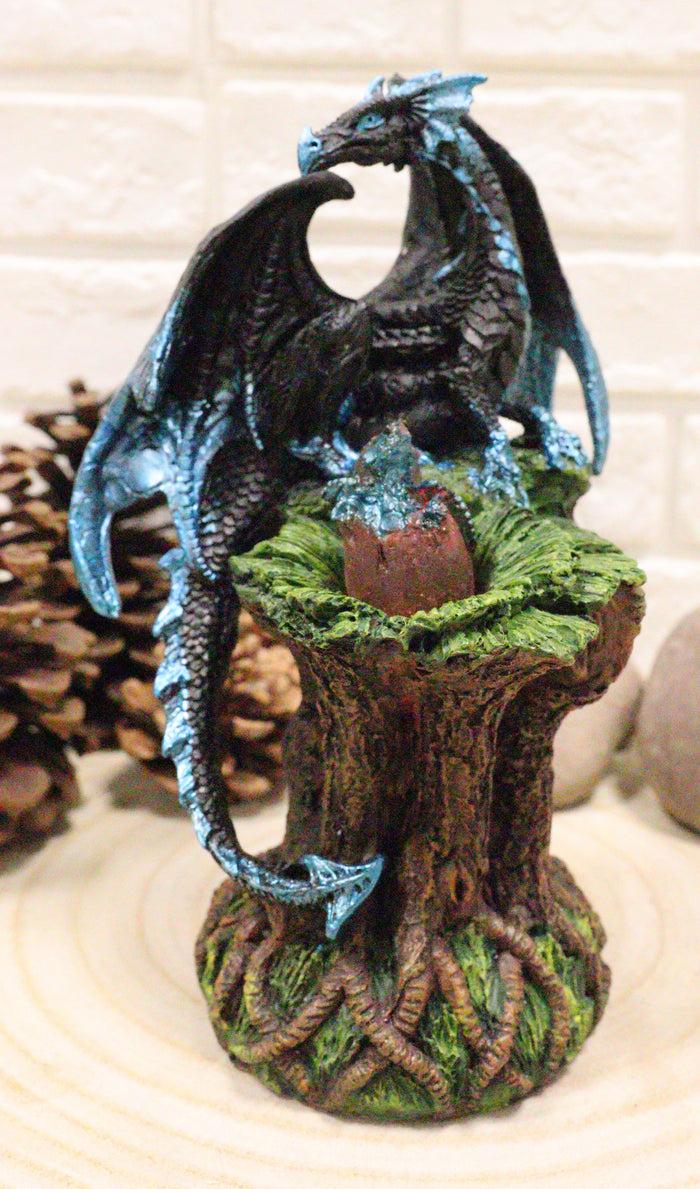 Ebros Blue Midnight Dragon Mother Guarding LED Translucent Egg Figurine Night Light