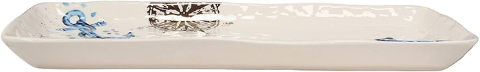 Ebros Blue & White Sea Turtle Ceramic Dinnerware (Rectangular Plate 13.75"L 1)