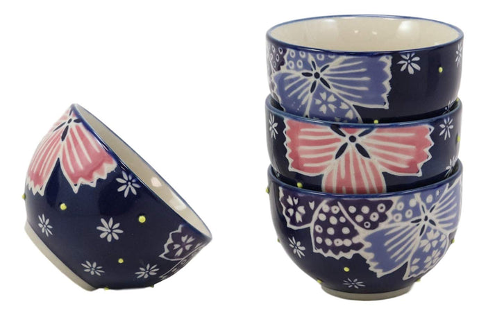 Ebros Blue Winter Frost Colorful Large Floral Blooms 25oz Tea Pot With 4 Cups Set