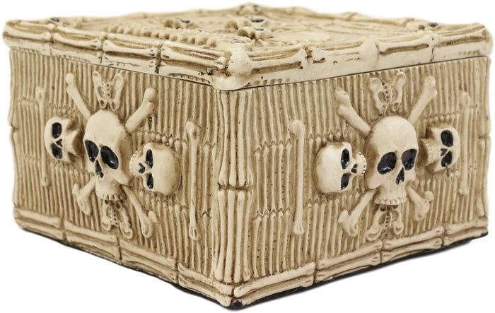 Ebros Bones Skulls With Crossbones Decorative Box 5" L Jewelry Trinket Box Decor