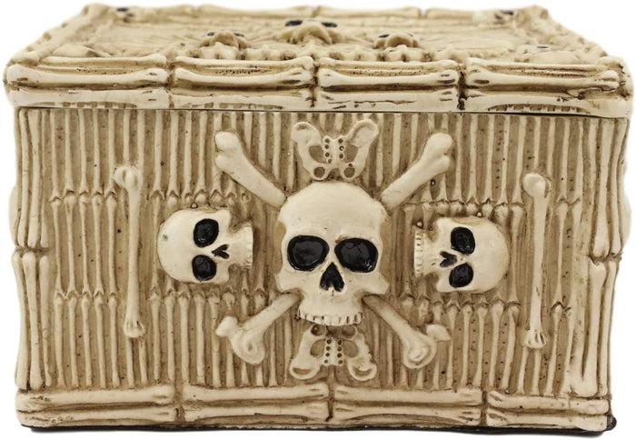 Ebros Bones Skulls With Crossbones Decorative Box 5" L Jewelry Trinket Box Decor