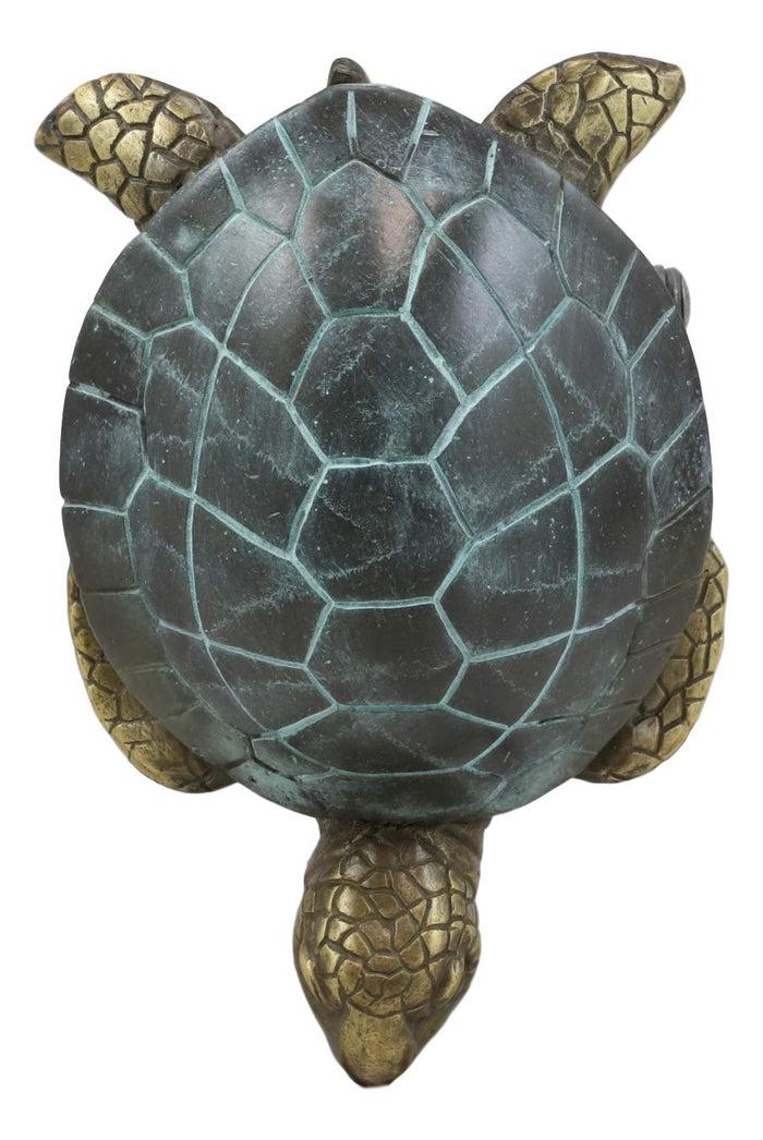 Ebros Brass Metal Two Tone Verdi Green And Bronze Color Nautical Giant Sea Turtle Tiki Door Knocker 6" High Symbol Of Fortune And Longevity Decorative Coastal Ocean Surf Turtles Sculpture
