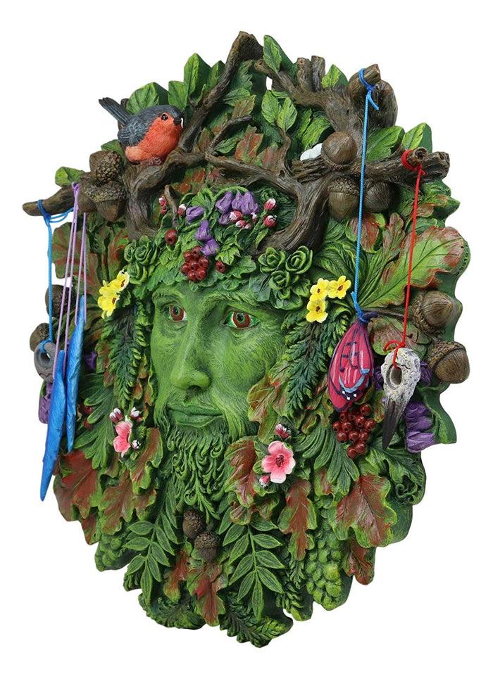Ebros Brigid Ashwood Colorful Nature Spirit God Celtic Greenman Hanging Wall Decor Plaque 12" High Wiccan Tree Of Life Forest Tree Ent Decorative Sculpture Mythical Fantasy Cernunnos Horned God