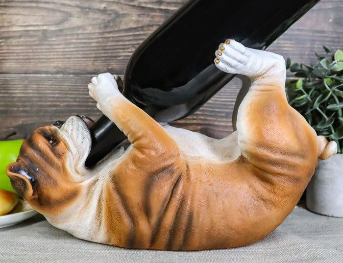 Ebros British Bulldog Canine Dog 10.25" Long Wine Bottle Holder Caddy Ebros British Bulldog Canine Dog 10.25" Long Wine Bottle Holder Caddy