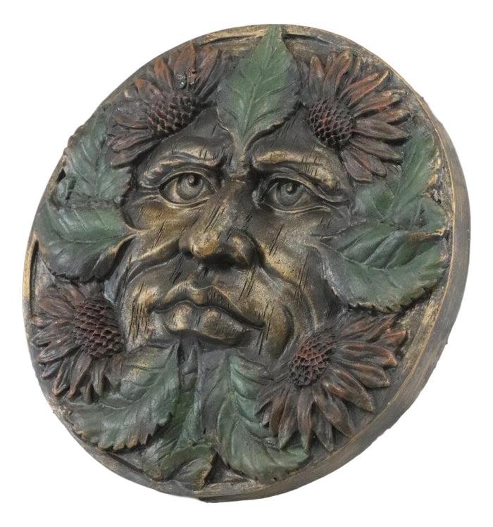 Ebros Bronzed Four Seasons Tropics Summer Celtic Greenman Pan Wall Decor Sunflower