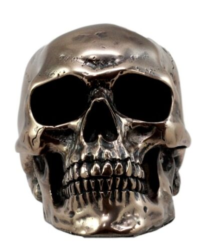Ebros Bronzed Homosapien Skull Figurine 4.5"L Miniature Halloween Collectible