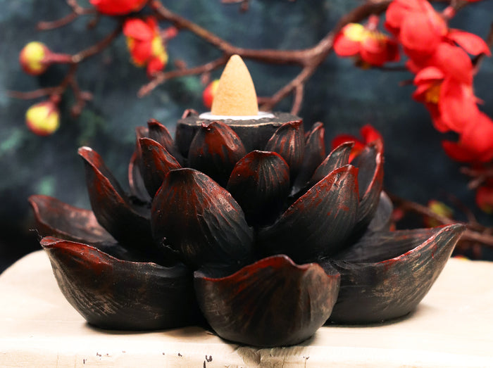 Ebros Buddha Padma Lotus Incense Stick Backflow Cone Holder Burner Figurine Ebros Buddha Padma Lotus Incense Stick Backflow Cone Holder Burner Figurine