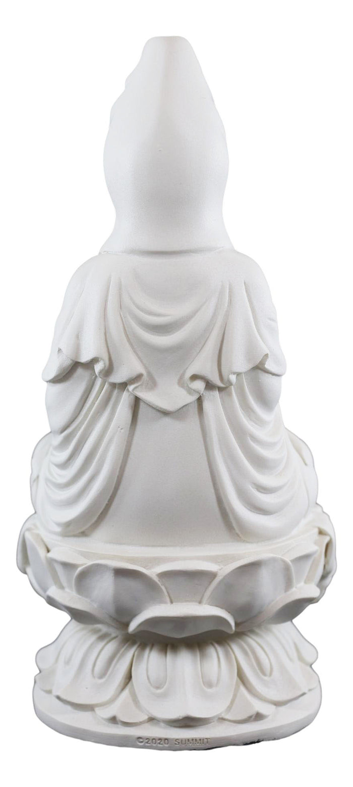Ebros Buddhism Eastern Enlightenment Water And Moon Goddess Kuan Yin Meditating On Lotus Throne Statue Buddha Themed Religious Decorative Altar Figurine 7" Tall Sculpture Decor Feng Shui Zen Buddhist