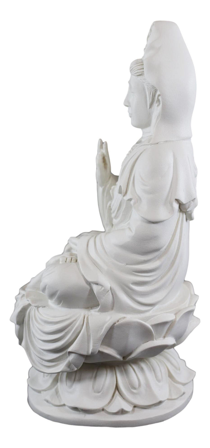 Ebros Buddhism Eastern Enlightenment Water And Moon Goddess Kuan Yin Meditating On Lotus Throne Statue Buddha Themed Religious Decorative Altar Figurine 7" Tall Sculpture Decor Feng Shui Zen Buddhist