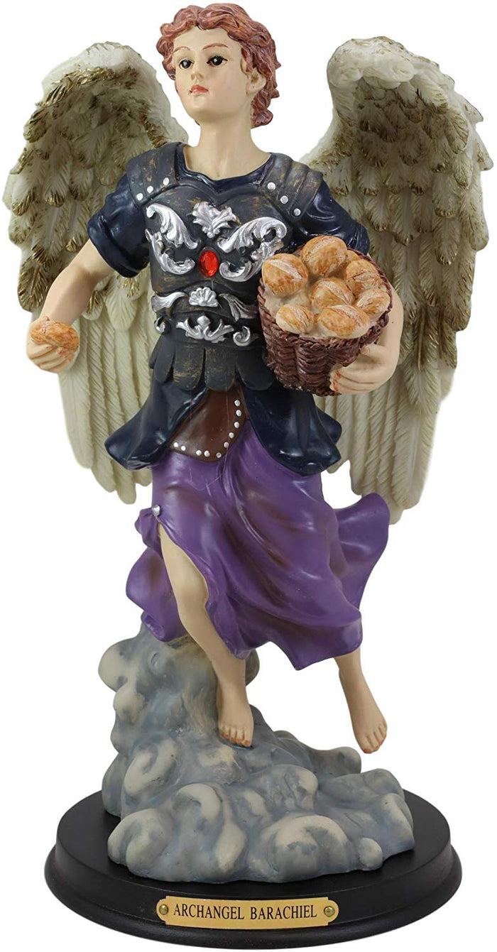Ebros Byzantine Archangel Saint Barachiel With Brass Name Plate Wooden Base 12"H