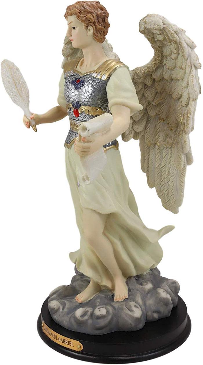 Ebros Byzantine Archangel Saint Gabriel With Brass Name Plate Wooden Base 12"H