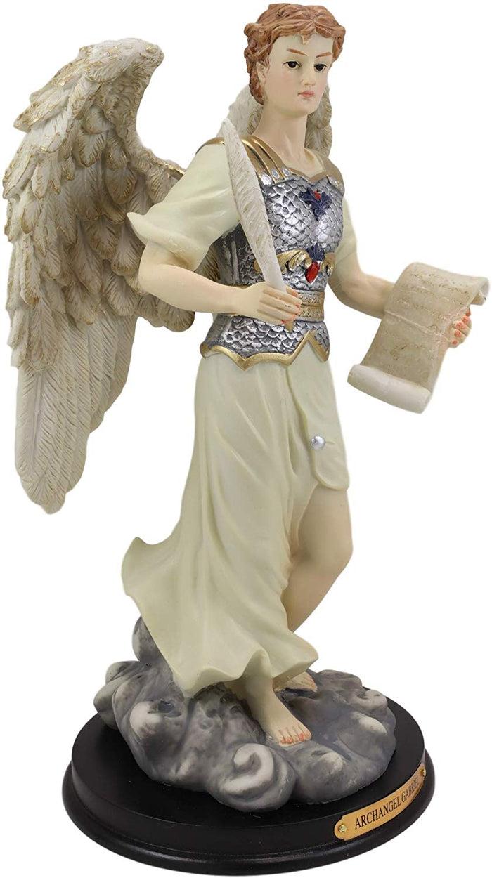 Ebros Byzantine Archangel Saint Gabriel With Brass Name Plate Wooden Base 12"H