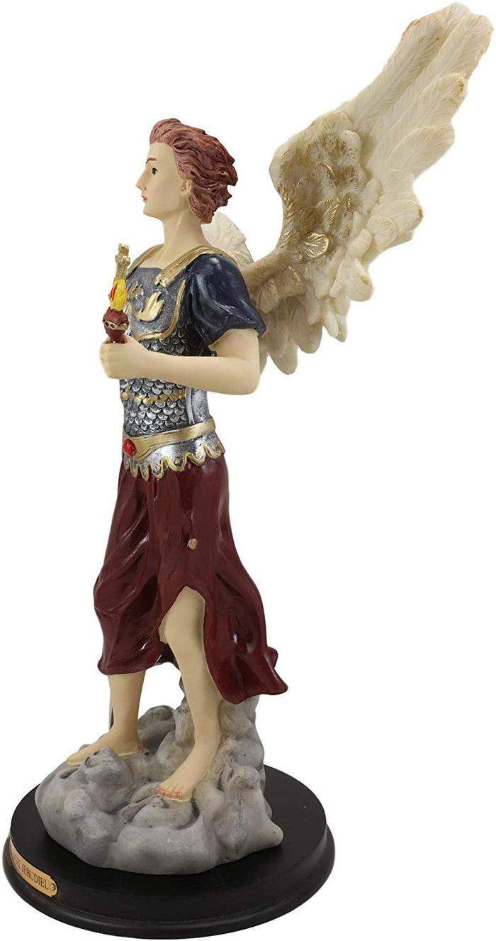 Ebros Byzantine Archangel Saint Jehudiel With Brass Name Plate Wooden Base 14"H