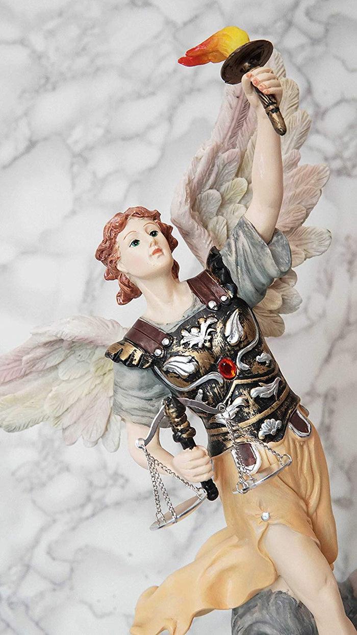 Ebros Byzantine Archangel Saint Uriel Statue With Brass Name Plate Wooden Base