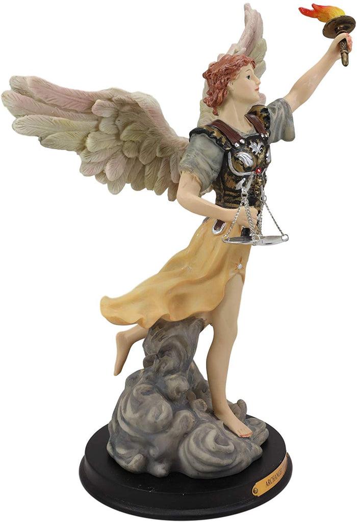 Ebros Byzantine Archangel Saint Uriel Statue With Brass Name Plate Wooden Base