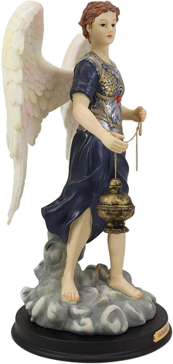 Ebros Byzantine Colorful Archangel Sealtiel Statue With Brass Name Plate 12"H