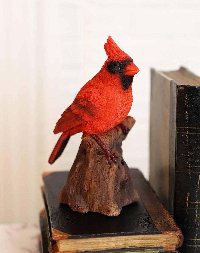 Ebros Cardinal Perching On Branch With Motion Activated Bird Sound Figurine