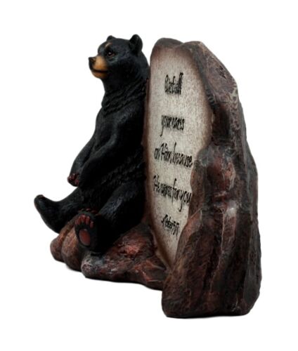 Ebros Carefree Black Bear Figurine 7"L Cast All Your Cares On Him For He Cares For You