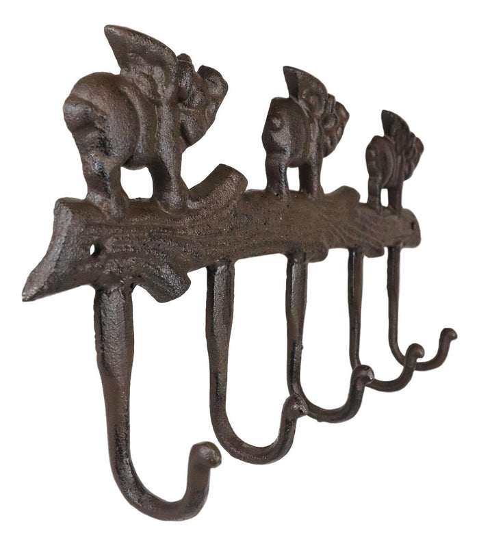 Ebros Cast Iron Country 3 Angel Winged Pigs Hog Heavens 5 Peg Wall Coat Hooks Hangers