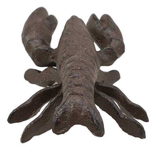 Ebros Cast Iron Nautical Cajun Creole Crawfish Baby Lobster Decorative Figurine Accent In Rustic Bronze Vintage Finish 3.75" Tall Coastal Southwestern Hanger Decor Crayfish Boil (2)