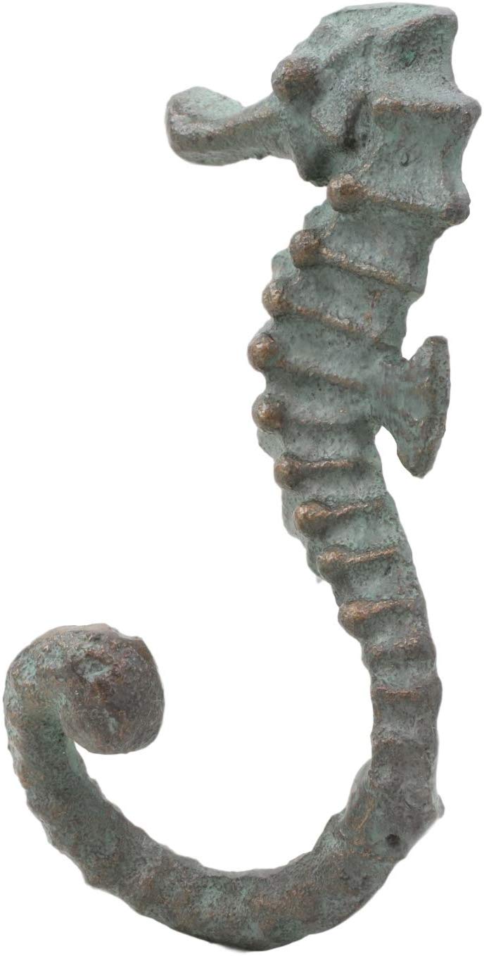 Ebros Cast Iron Nautical Seahorse Wall Mounted Coat Hooks Set Of 2 Hangers Decor