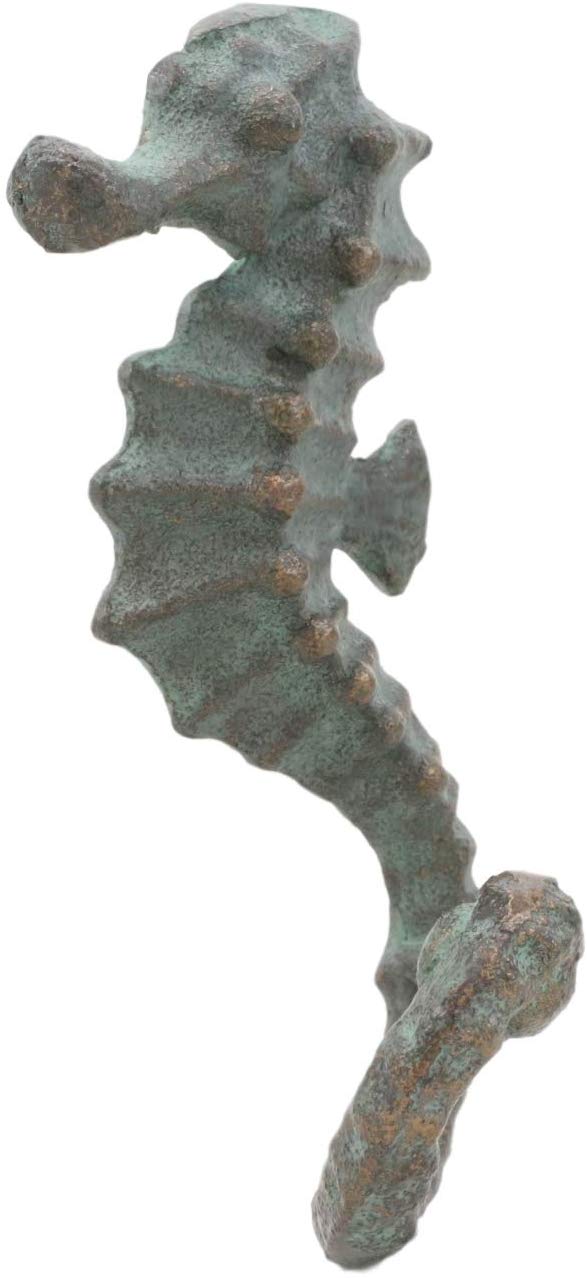 Ebros Cast Iron Nautical Seahorse Wall Mounted Coat Hooks Set Of 2 Hangers Decor