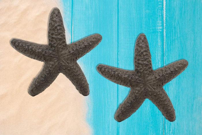 Ebros Cast Iron Ocean Coral Sea Star Shell Starfish Decorative Accent Statue in Rustic Bronze Finish 4.5" Wide Nautical Coastal Themed Decor for Wedding Beach Party Home Decorations DIY Crafts (2)