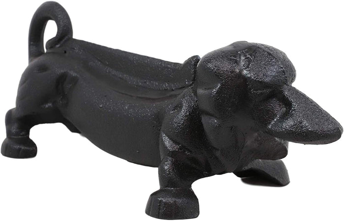 Ebros Cast Iron Rustic Black Sausage Dachshund Dog Boot Cleaner Scraper Weathered Outdoor Patio Backyard Entrance Accent Statue 12.75" Long For Dirty Shoes Boots Footwear