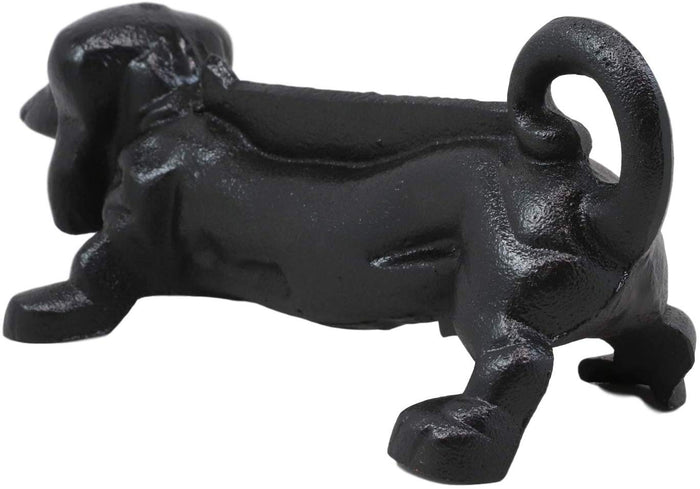 Ebros Cast Iron Rustic Black Sausage Dachshund Dog Boot Cleaner Scraper Weathered Outdoor Patio Backyard Entrance Accent Statue 12.75" Long For Dirty Shoes Boots Footwear