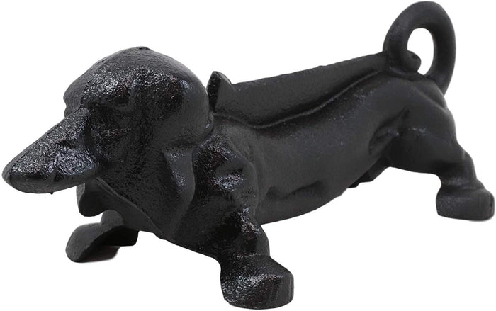 Ebros Cast Iron Rustic Black Sausage Dachshund Dog Boot Cleaner Scraper Weathered Outdoor Patio Backyard Entrance Accent Statue 12.75" Long For Dirty Shoes Boots Footwear
