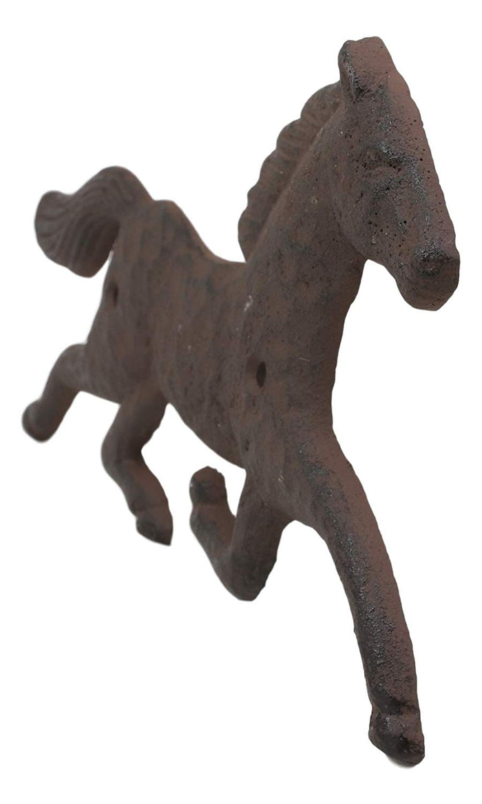 Ebros Cast Iron Rustic Western Country Running Wild Horse Wall Hanging Accent Decor 9" Wide Steed Stallion Horses Farmhouse Decorative Plaque For Cowboys Cowgirls (2)