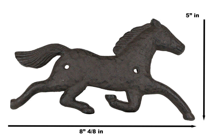 Ebros Cast Iron Rustic Western Country Running Wild Horse Wall Hanging Accent Decor 9" Wide Steed Stallion Horses Farmhouse Decorative Plaque For Cowboys Cowgirls (4)