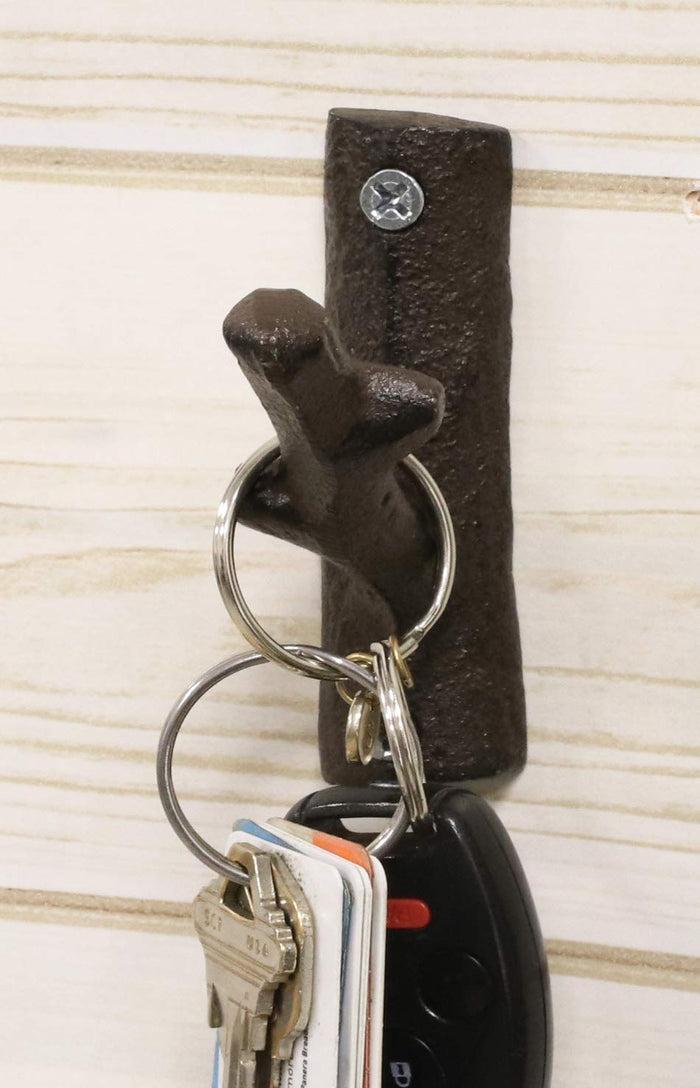 Ebros Cast Iron Rustic Western Country Tree Branch Twig Wall Hanger Hook Decor Accent Hangers for Coats Hats Leashes Backpacks Keys Decorative Organizer On Mudroom Main Entrance Walls (1)