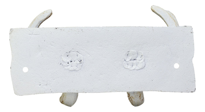 Ebros Cast Iron Vintage White Western Rustic Stag Deer Trophy Antler Rack Wall Hooks