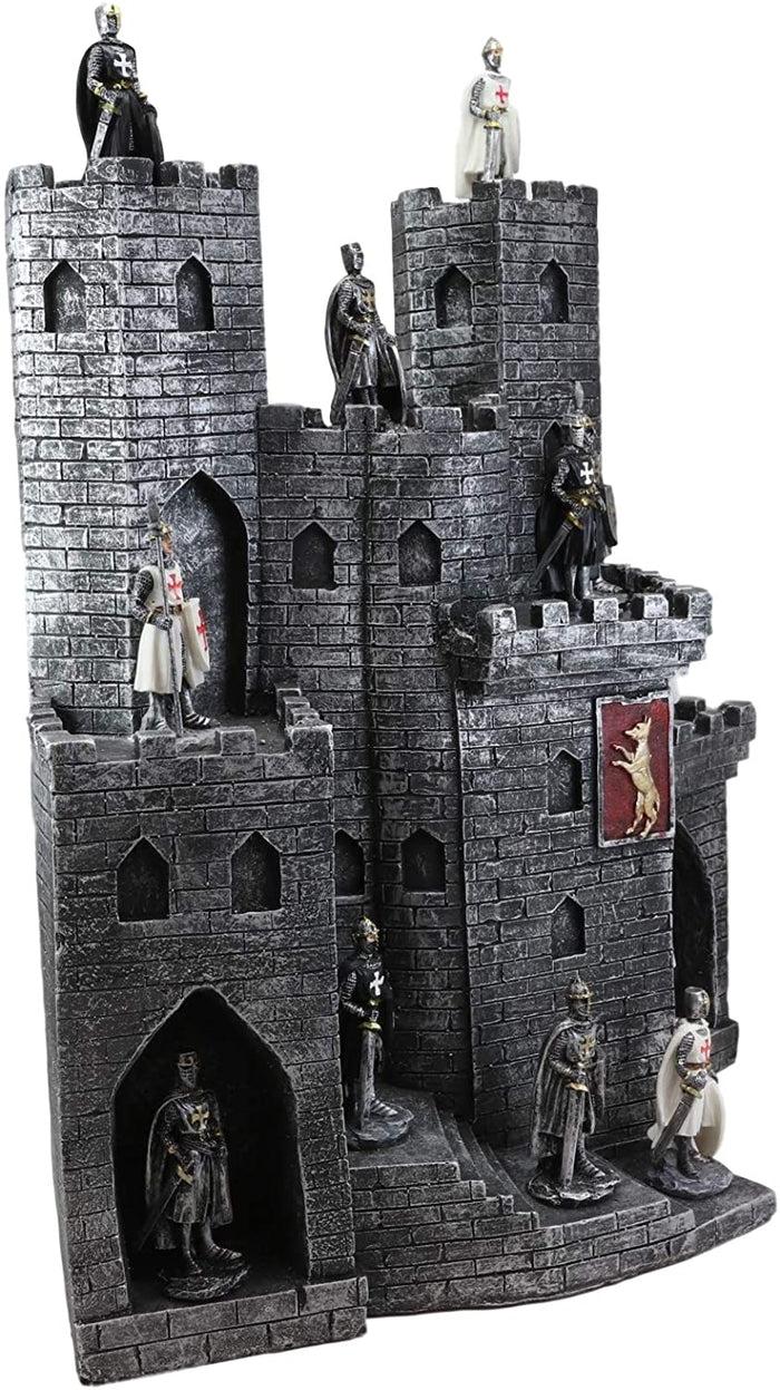 Ebros Castle Fortress Display Stand Sculpture With 12 Miniature Knight Figurine