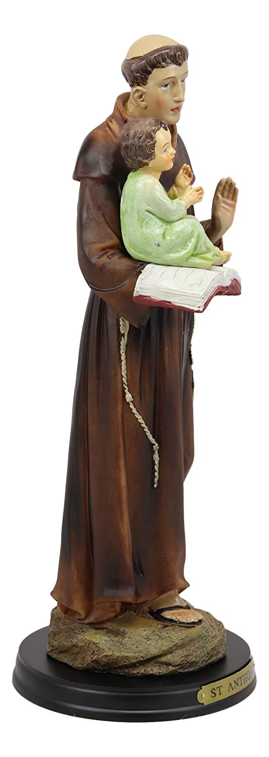 Ebros Catholic Church Saint Anthony Of Padua Carrying Baby Jesus Statue 12.75"H