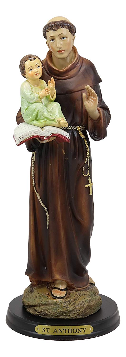 Ebros Catholic Church Saint Anthony Of Padua Carrying Baby Jesus Statue 12.75"H