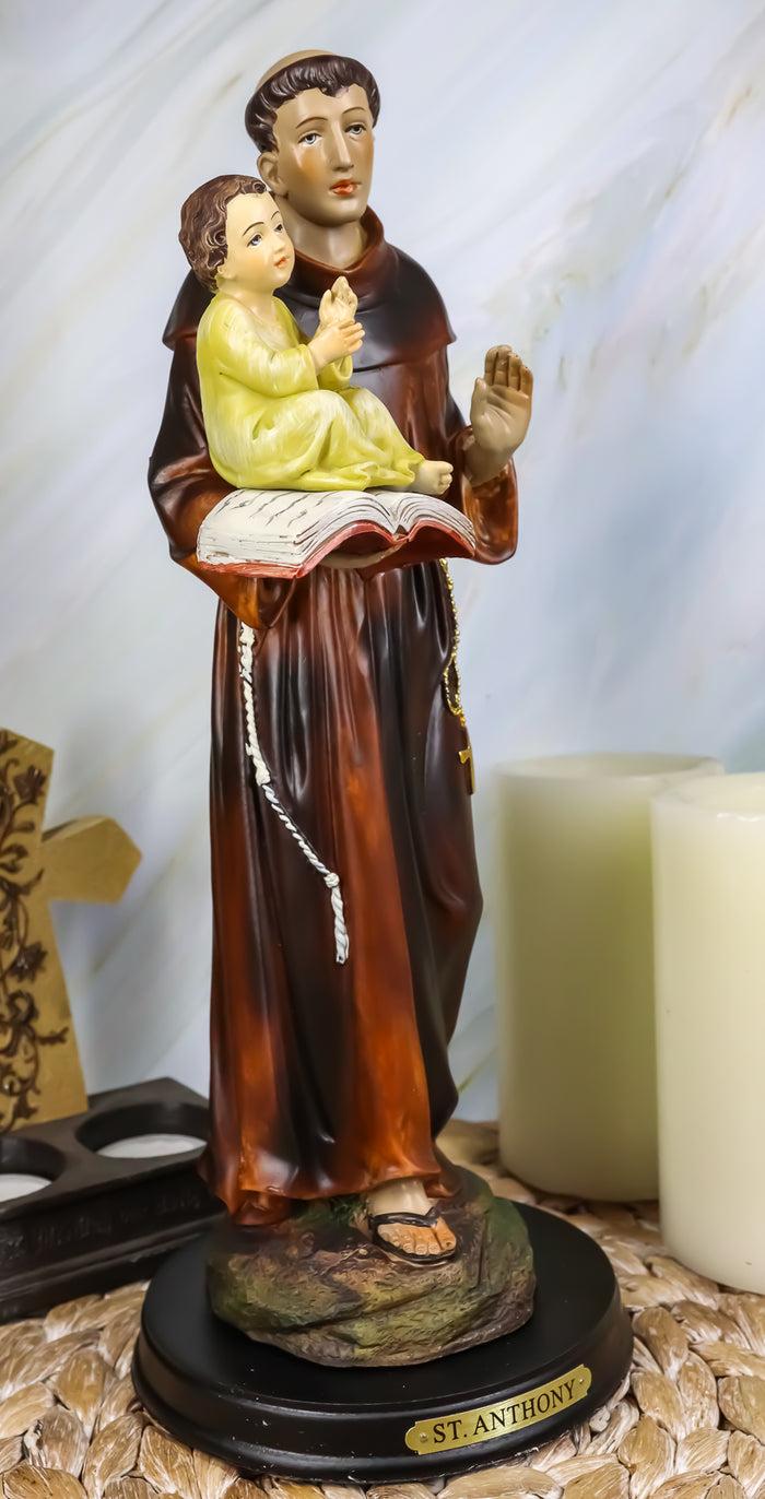 Ebros Catholic Church Saint Anthony Of Padua Carrying Baby Jesus Statue 12.75"H