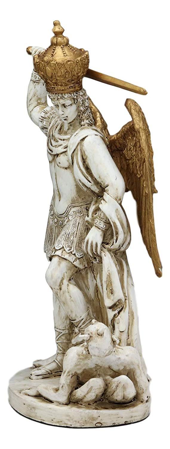 Ebros Catholic Sanctuary Of Monte Sant'Angelo Sul Gargano Crowned Saint Michael The Archangel Trampling Lucifer Satan Statue Gothic Architecture Decorative Home Religious Altar Figurine