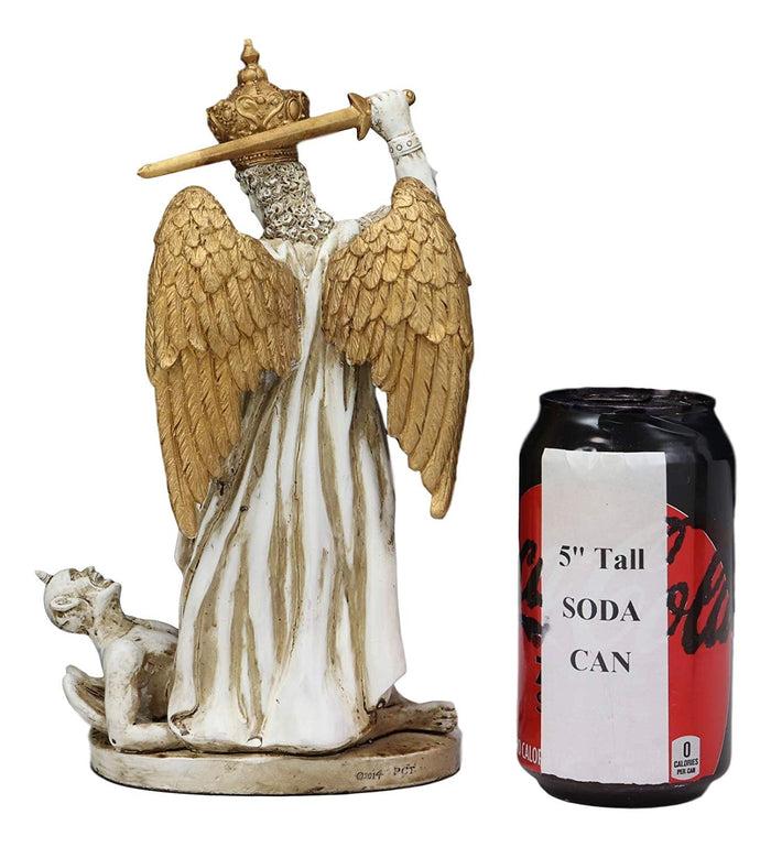 Ebros Catholic Sanctuary Of Monte Sant'Angelo Sul Gargano Crowned Saint Michael The Archangel Trampling Lucifer Satan Statue Gothic Architecture Decorative Home Religious Altar Figurine