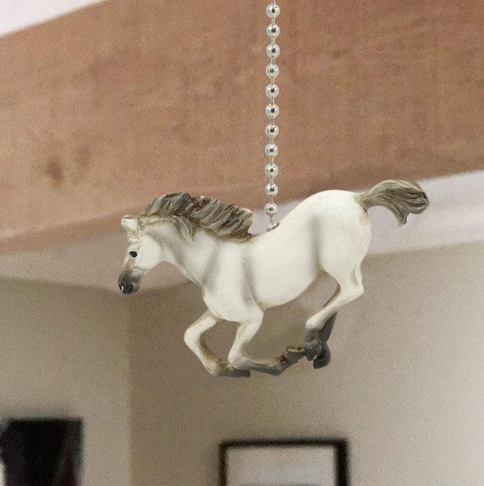 Ebros Ceiling Fan Metal Pull Chain With Equestrian Beauty Galloping Horse Hand Crafted Resin Knob Handle 3.25" Wide Rustic Western Country Stallion Horses Animal Decor Accent (Set Of 3)