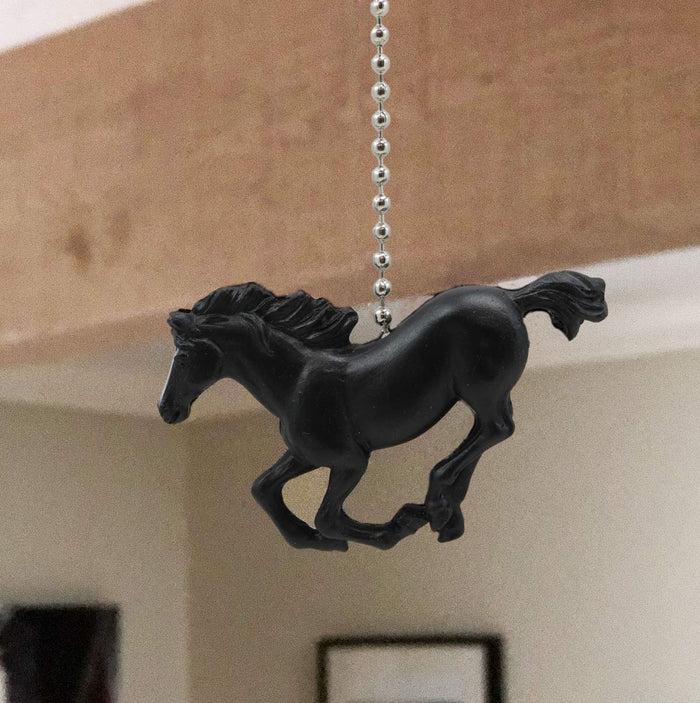 Ebros Ceiling Fan Metal Pull Chain With Equestrian Beauty Galloping Horse Hand Crafted Resin Knob Handle 3.25" Wide Rustic Western Country Stallion Horses Animal Decor Accent (Set Of 3)