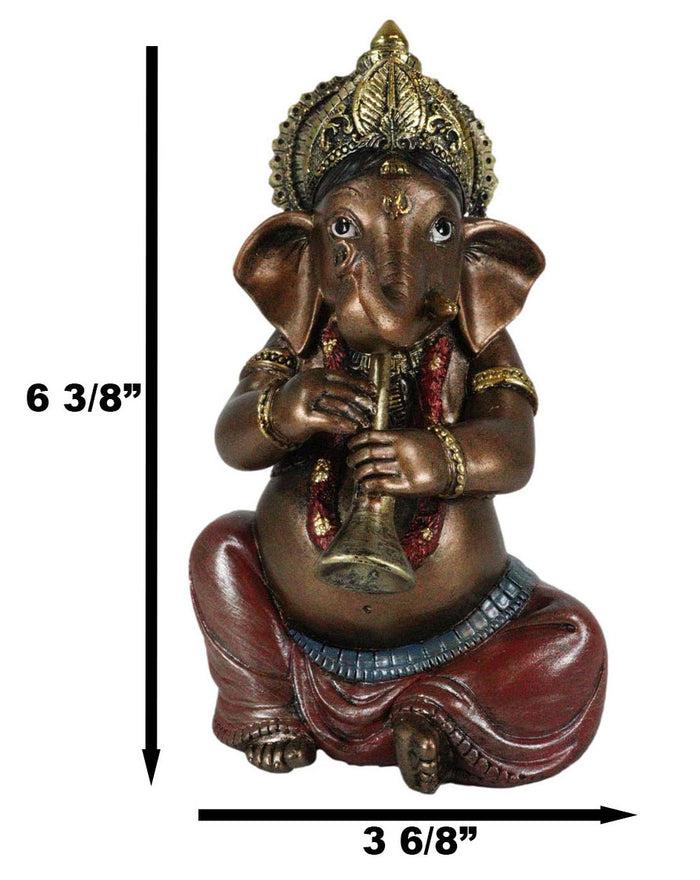 Ebros Celebration Of Life And Arts Lord Ganesha Playing Shehnai Flute Statue 6.75"Tall