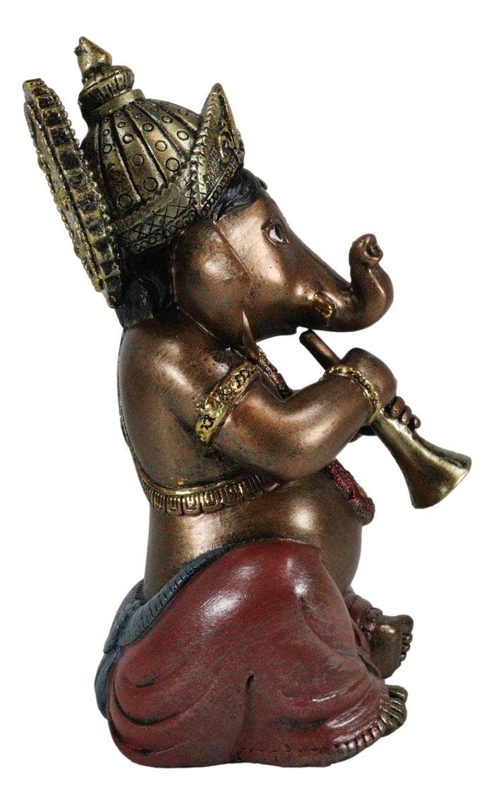 Ebros Celebration Of Life And Arts Lord Ganesha Playing Shehnai Flute Statue 6.75"Tall