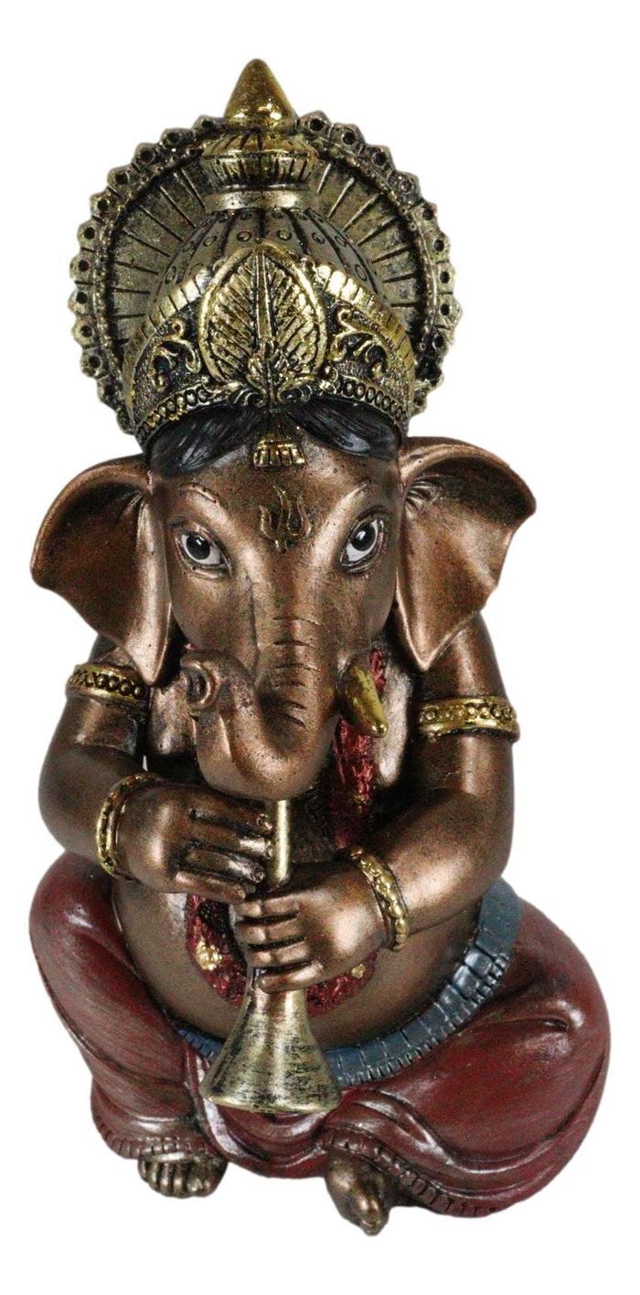 Ebros Celebration Of Life And Arts Lord Ganesha Playing Shehnai Flute Statue 6.75"Tall