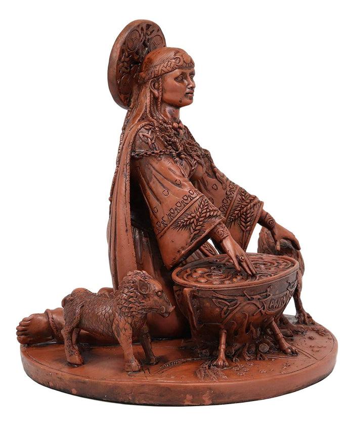 Ebros Celtic Goddess Of Rebirth Cerridwen Enchantress With Magic Cauldron Pig And Chicken Statue 8.5" Tall Celtic Pagan Triple Goddess Figurine Wicca Decor Sculpture