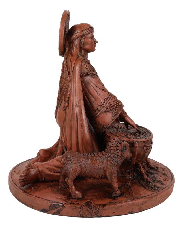 Ebros Celtic Goddess Of Rebirth Cerridwen Enchantress With Magic Cauldron Pig And Chicken Statue 8.5" Tall Celtic Pagan Triple Goddess Figurine Wicca Decor Sculpture