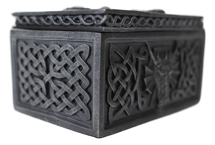 Ebros Celtic Knotwork Moon Dragon Voyage Decorative Jewelry Trinket Box Figurine 5"L